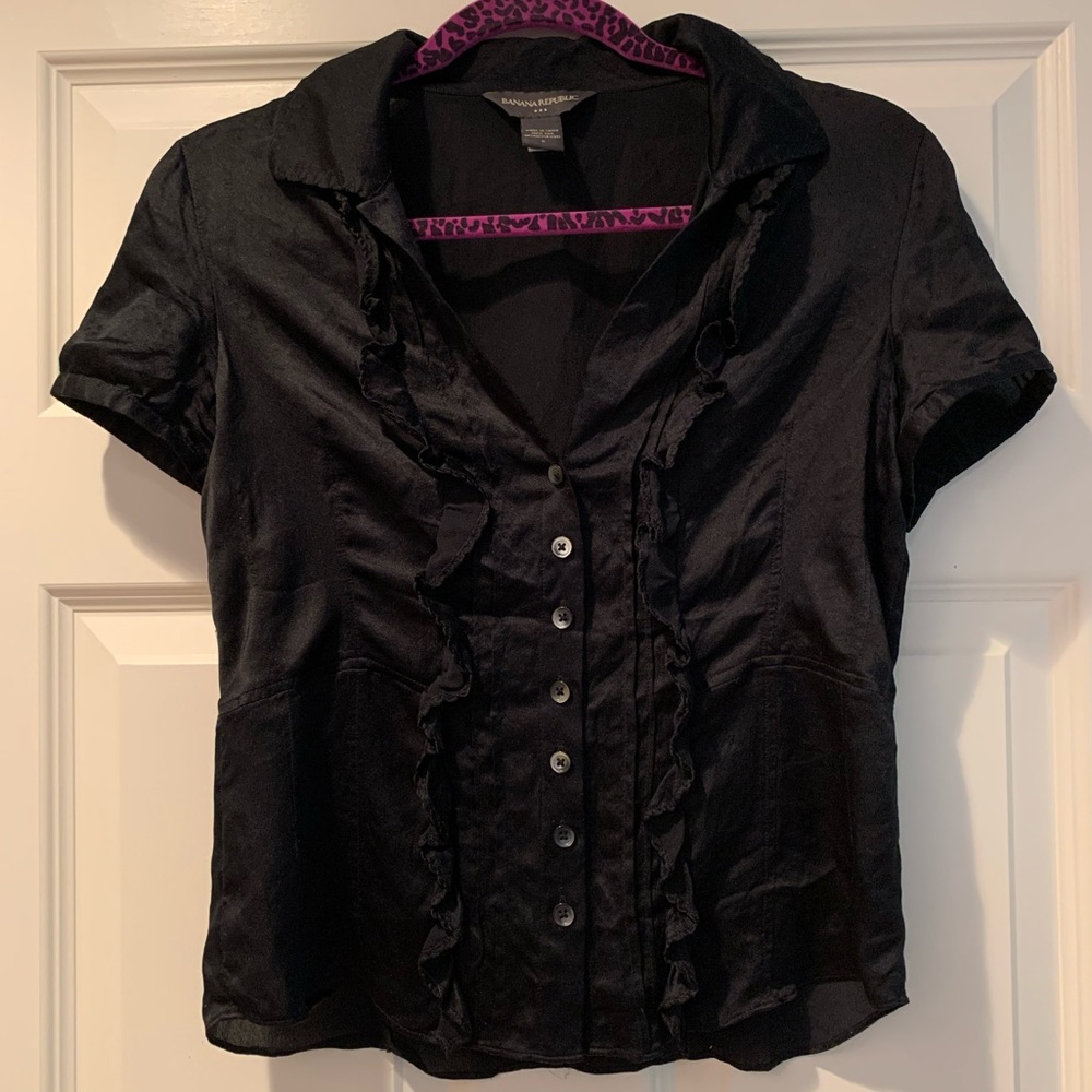 Banana Republic Black Silk Blouse Size Small